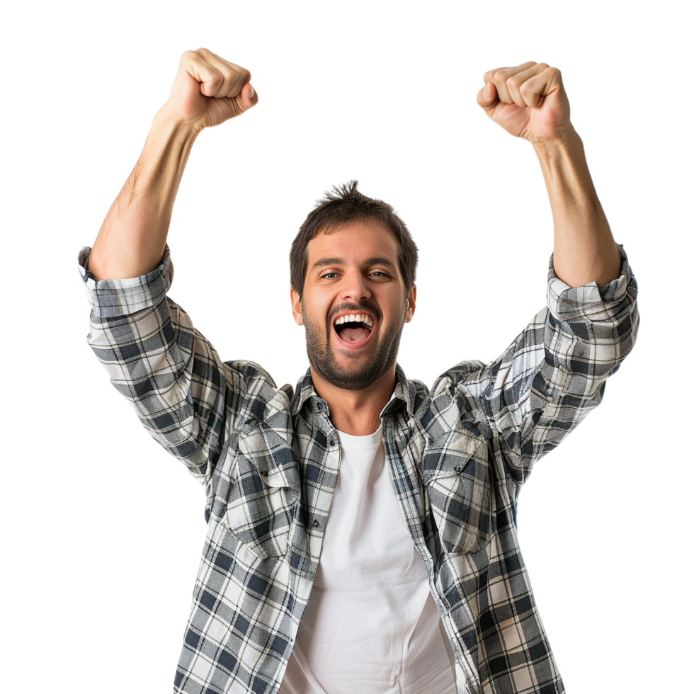 Man cheering isolated on transparent png