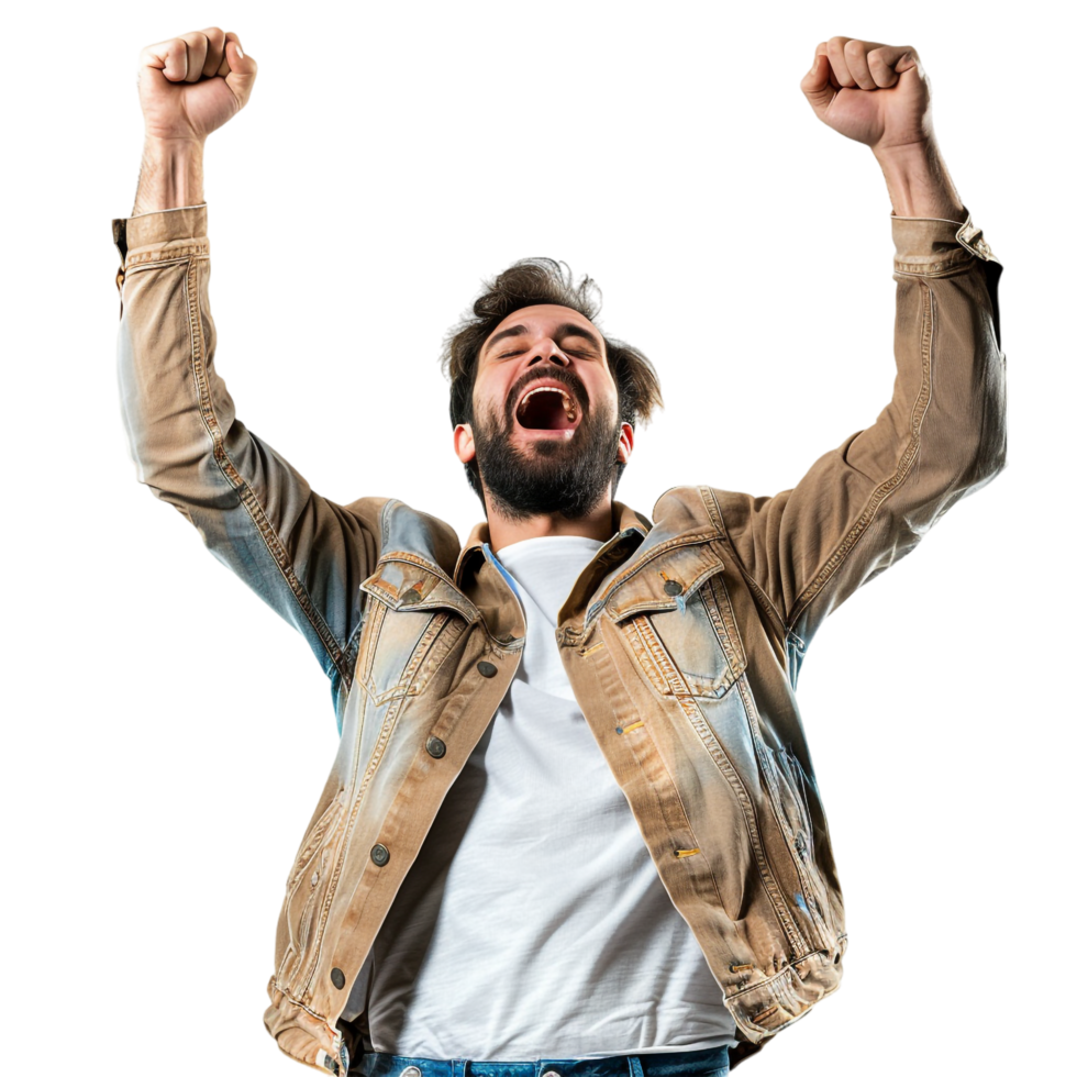 Man cheering isolated on transparent png