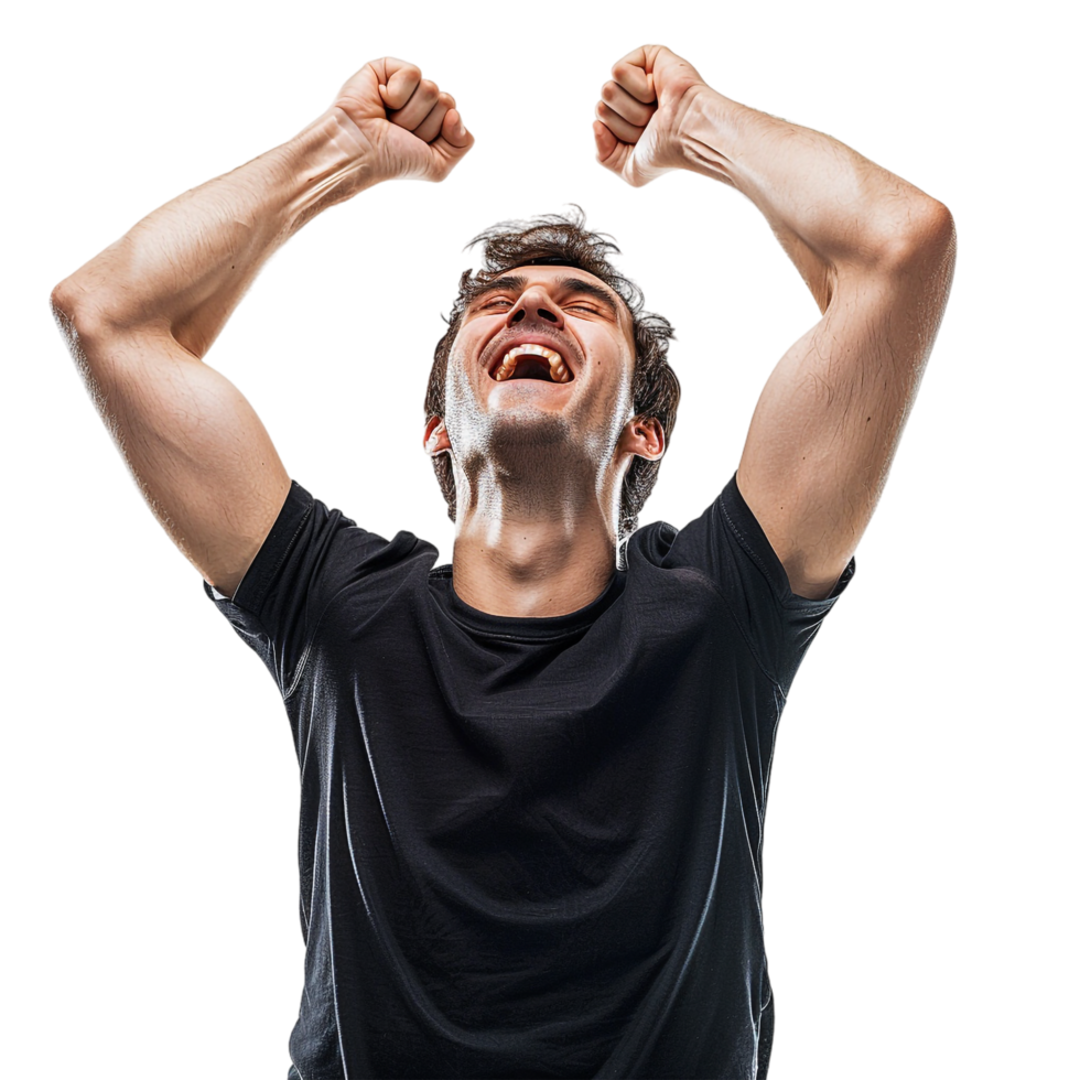 Man cheering isolated on transparent png