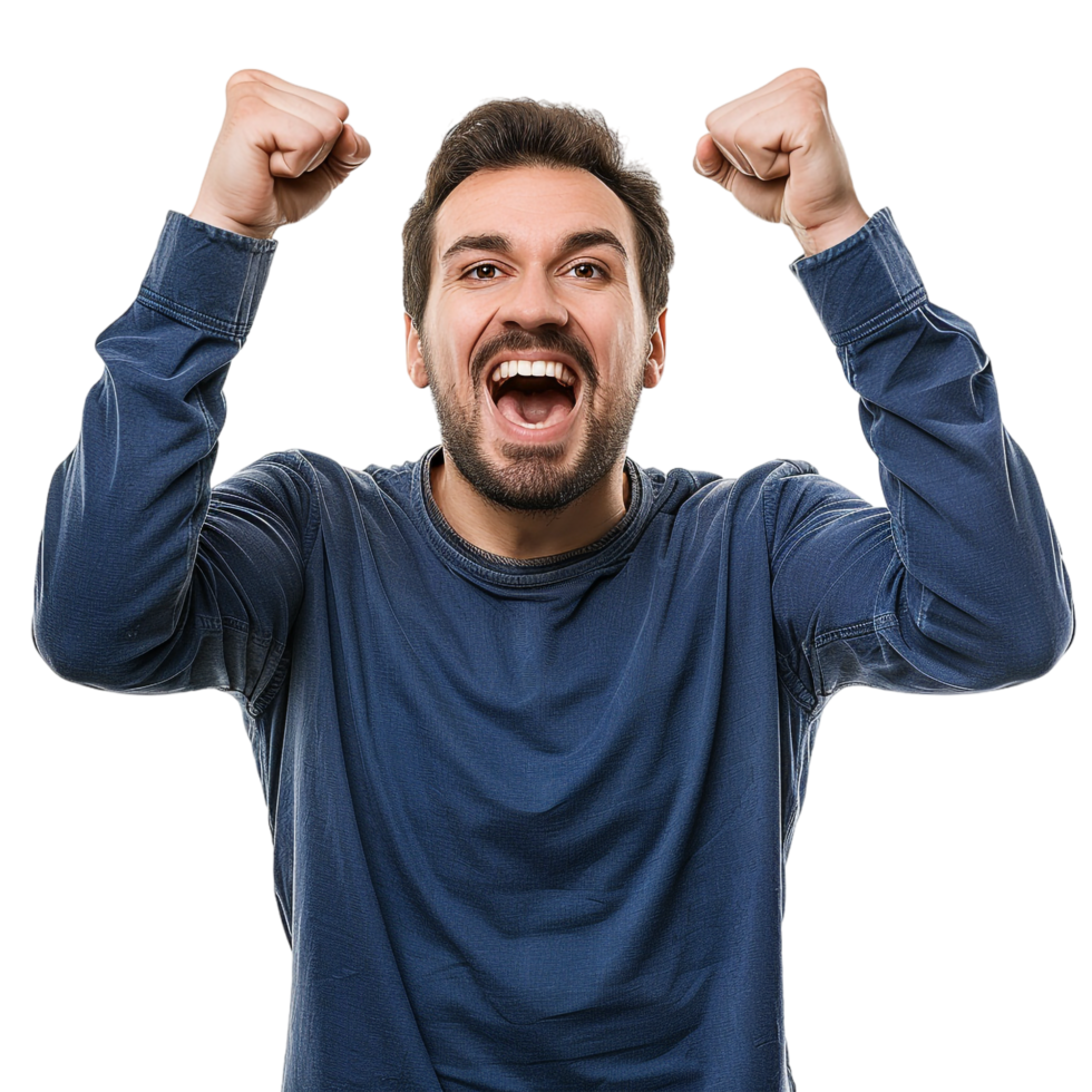 Man cheering isolated on transparent png