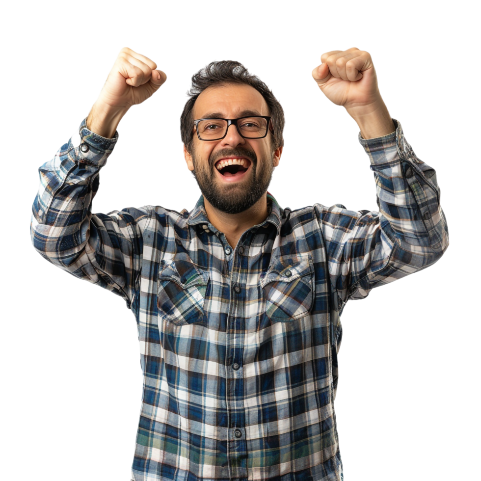 Man cheering isolated on transparent png