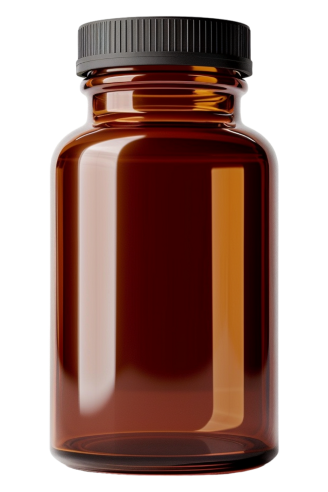 Medicine capsule bottle on transparent backdrop png