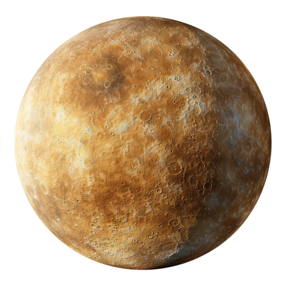 Mercury planet on transparent backdrop png