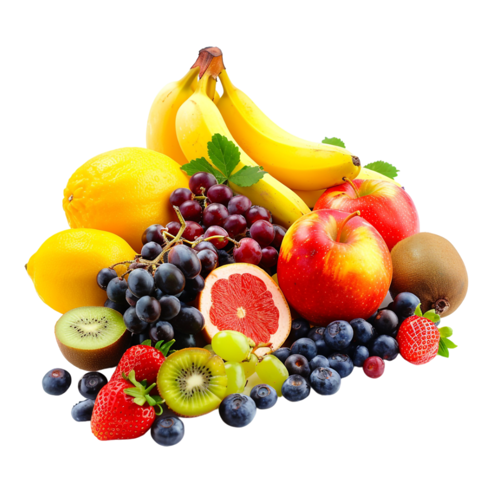 Mix fruits on transparent backdrop png