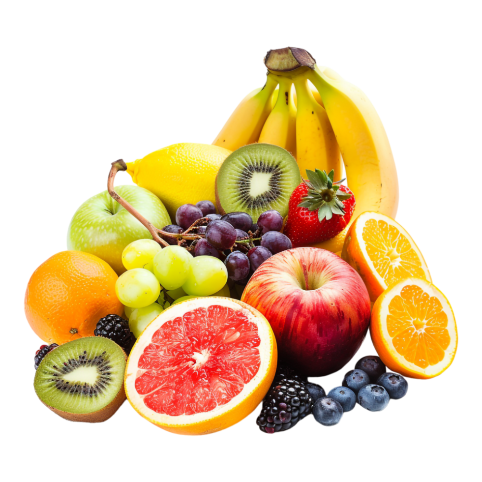 Mix fruits on transparent backdrop png