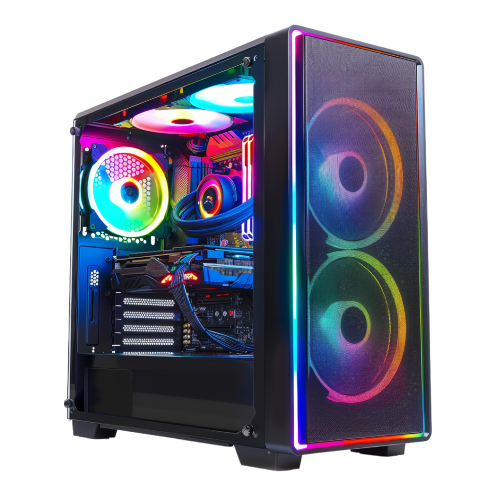 Modern gaming PC isolated on transparent png