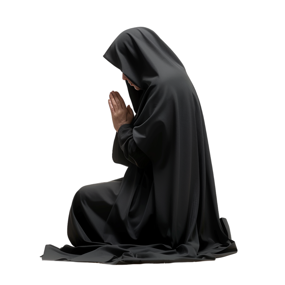 Nun praying isolated on transparent png