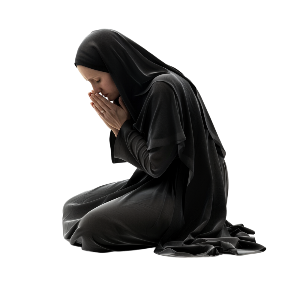 Nun praying isolated on transparent png