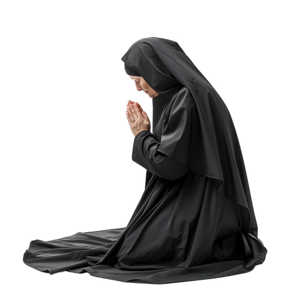 Nun praying isolated on transparent png