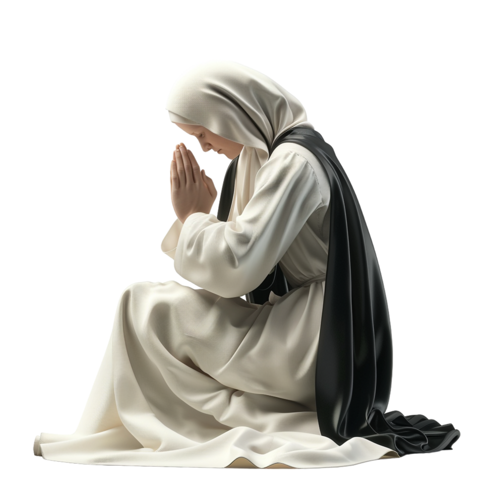 Nun praying isolated on transparent png