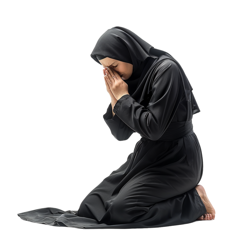 Nun praying isolated on transparent png