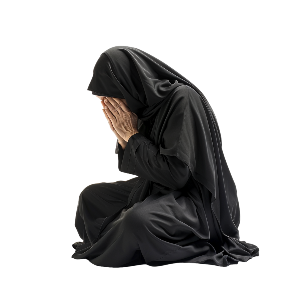 Nun praying isolated on transparent png