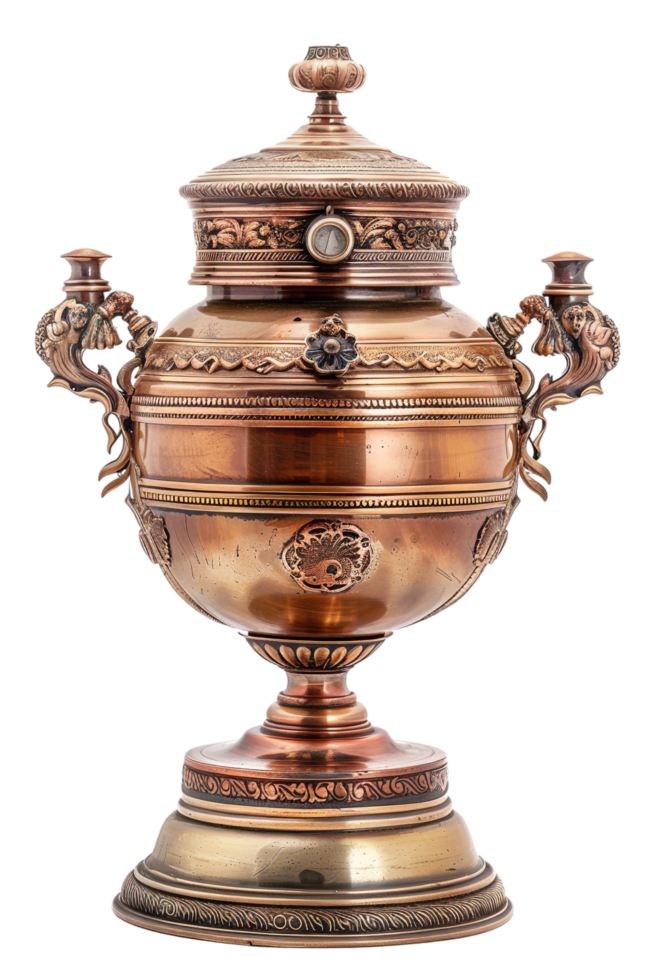 Old Russian samovar isolated on transparent background png