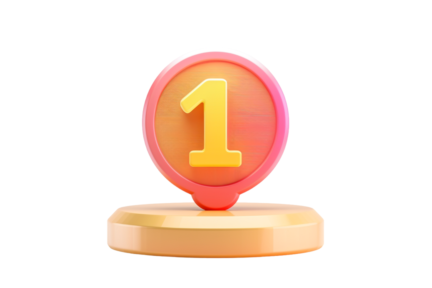One level achievement icon isolated against transparent background png