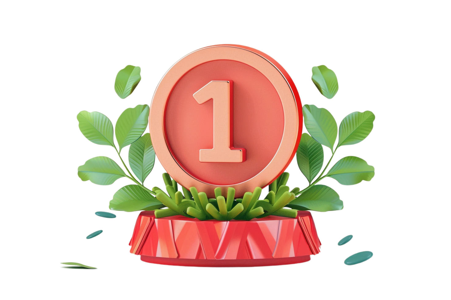 One level achievement icon isolated against transparent background png