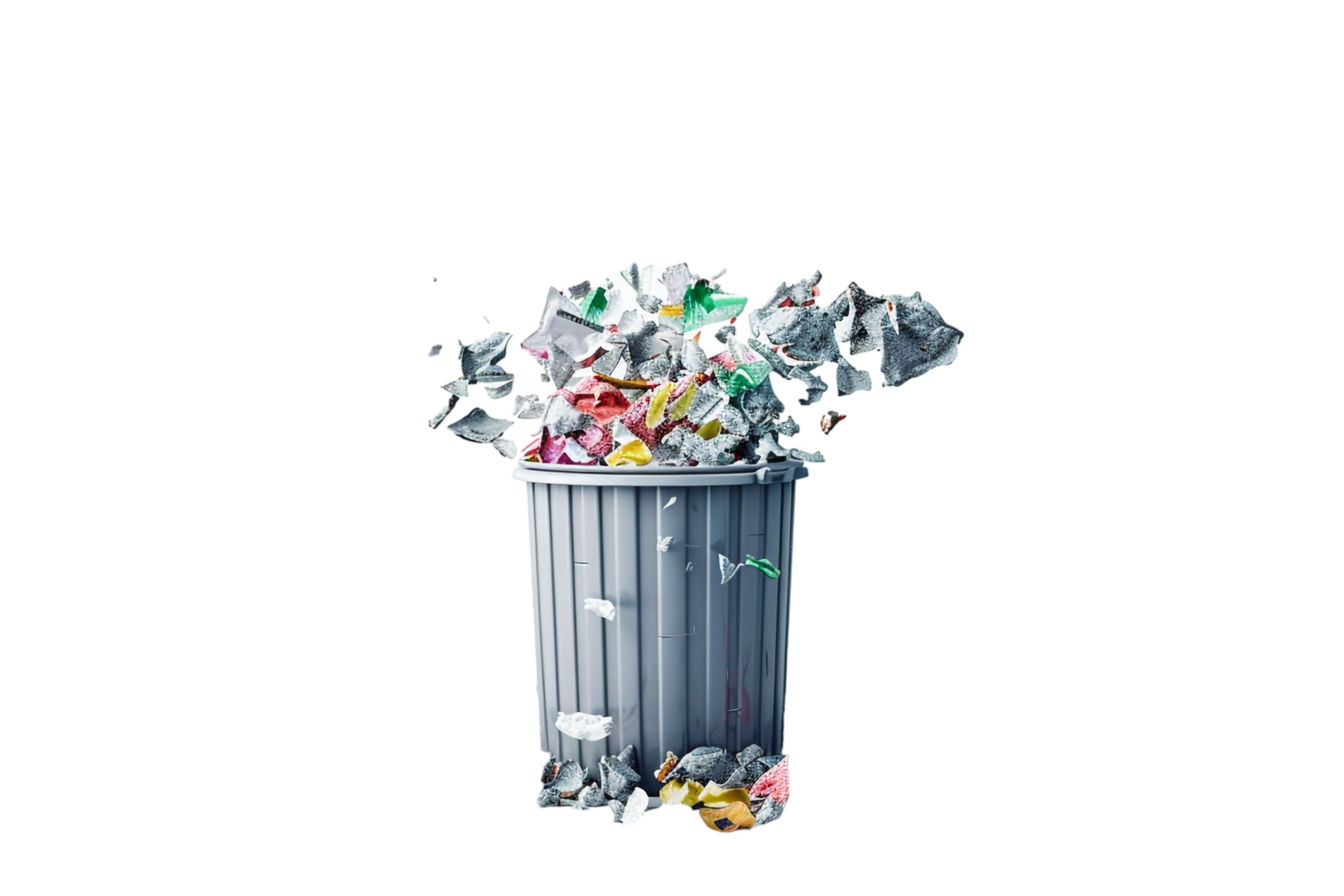 Overflowing trash can on transparent background png