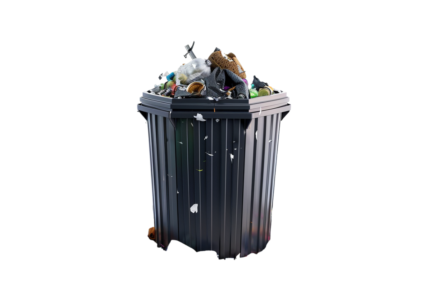Overflowing trash can on transparent background png