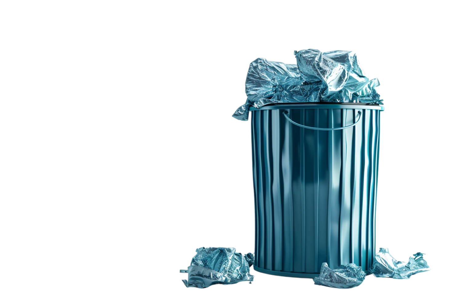 Overflowing trash can on transparent background png