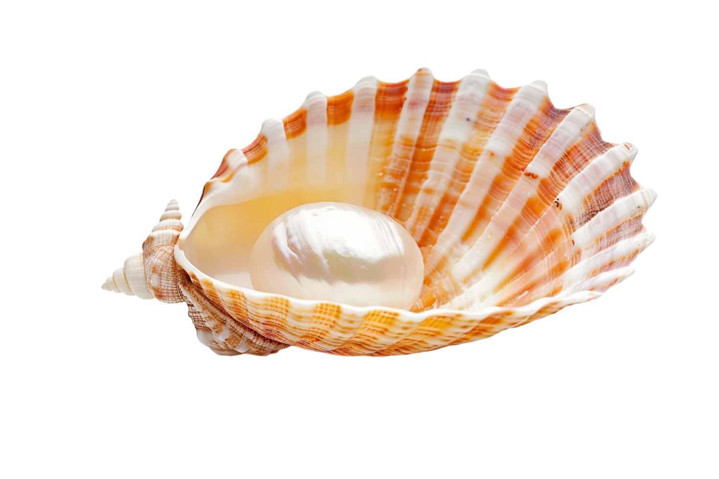Open seashell with pearl isolated against transparent background png