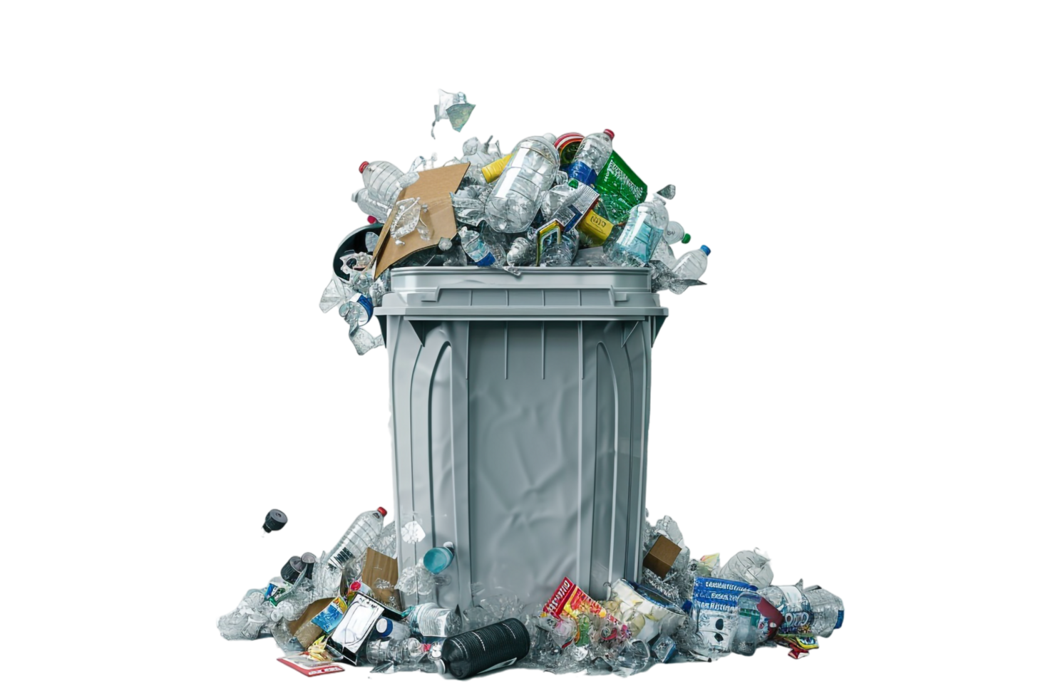 Overflowing trash can on transparent background png