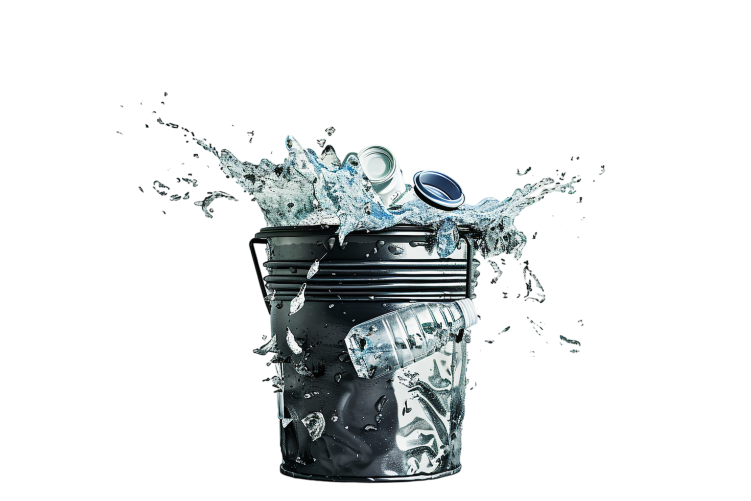 Overflowing trash can on transparent background png