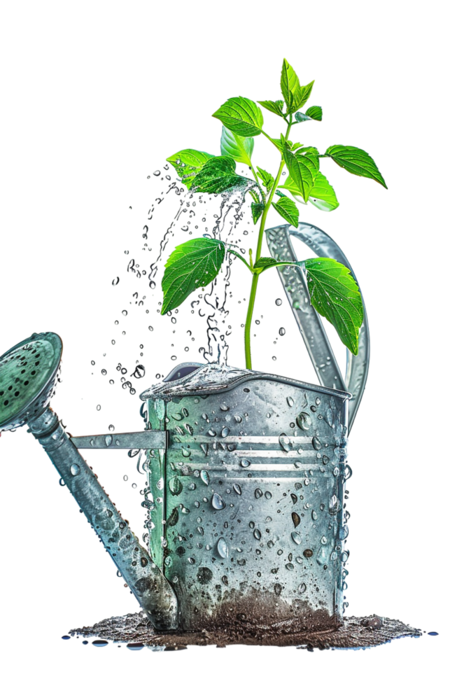 Overflowing watering can on transparent background png