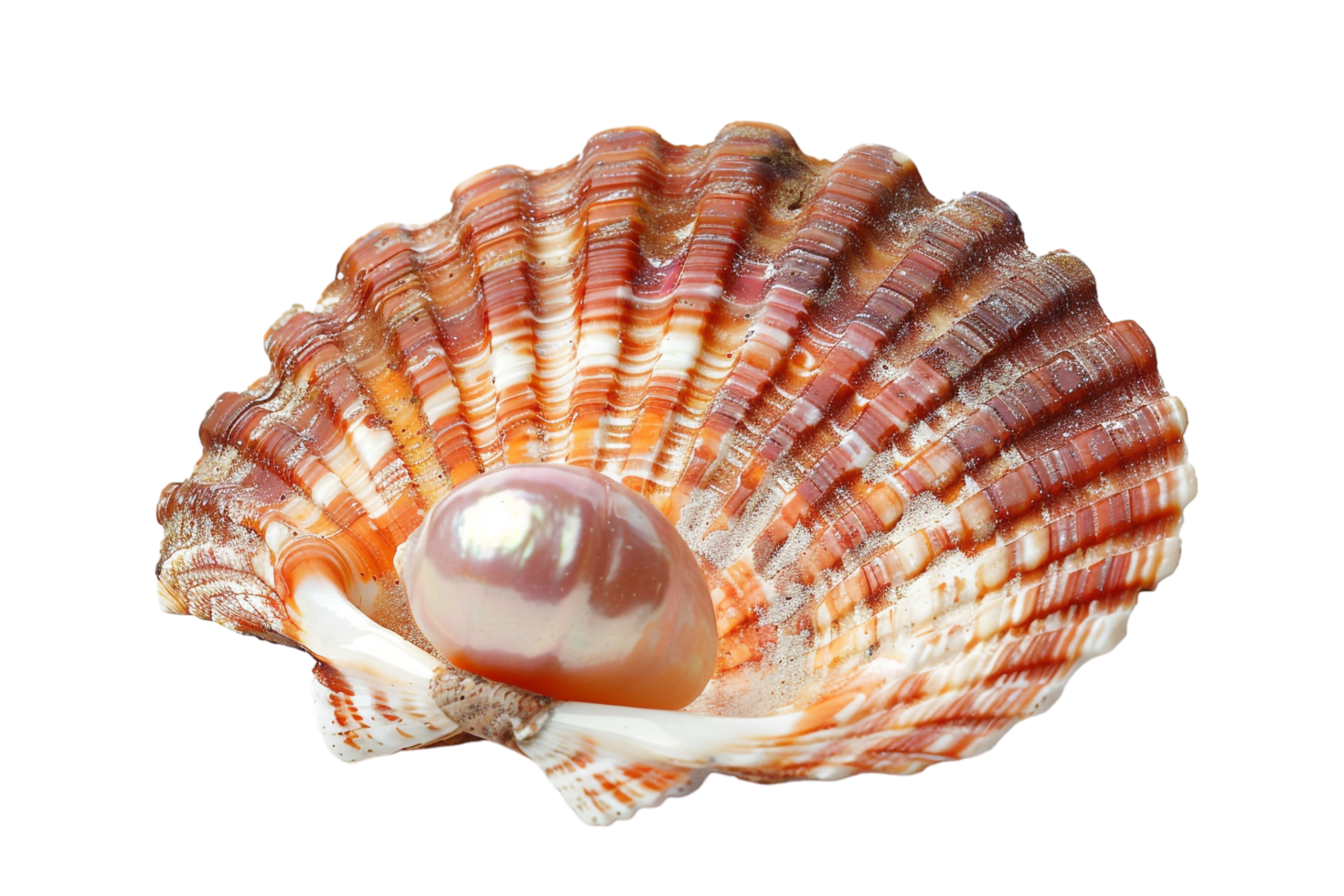 Open seashell with pearl isolated against transparent background png