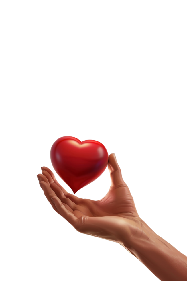 3D hand holding heart icon alone on transparent background png