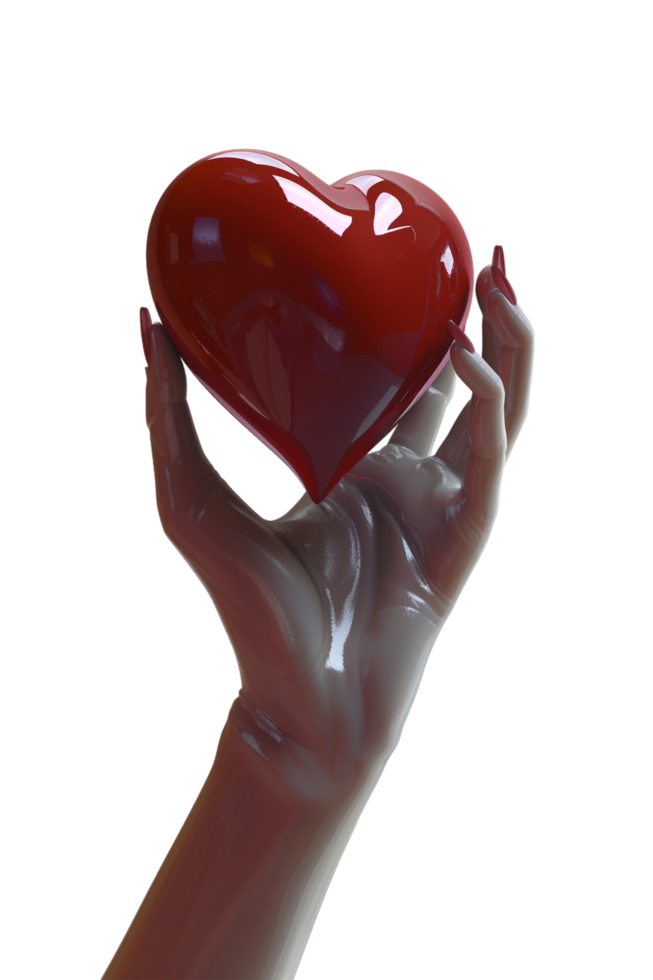 3D hand holding heart icon alone on transparent background png