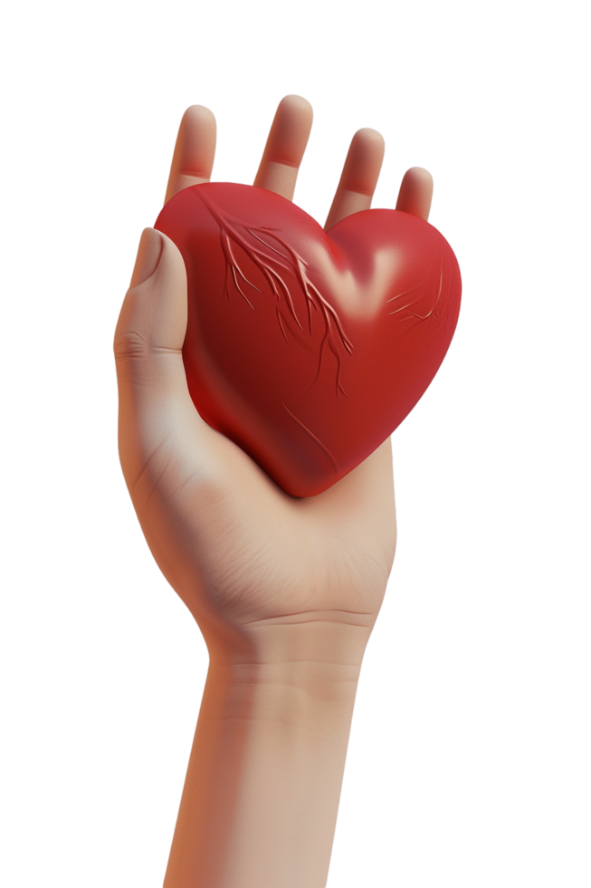 3D hand holding heart icon alone on transparent background png