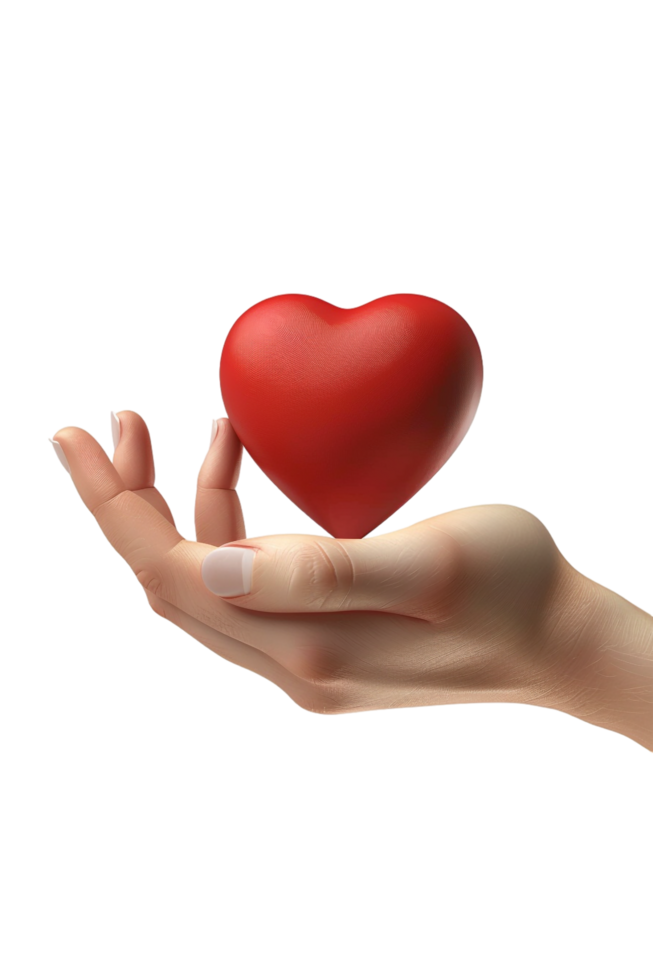 3D hand holding heart icon alone on transparent background png