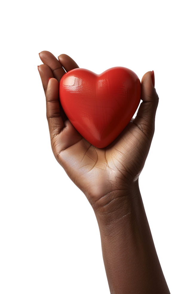 3D hand holding heart icon alone on transparent background png