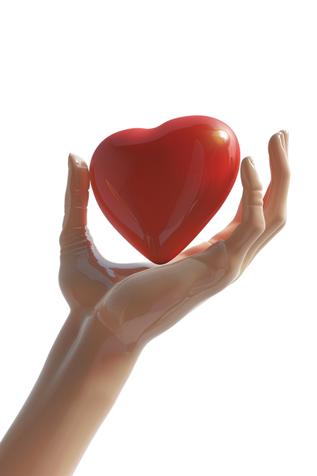 3D hand holding heart icon alone on transparent background png