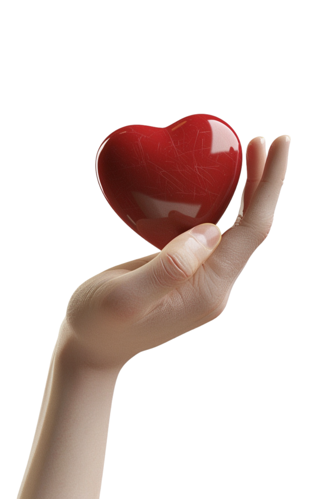 3D hand holding heart icon alone on transparent background png