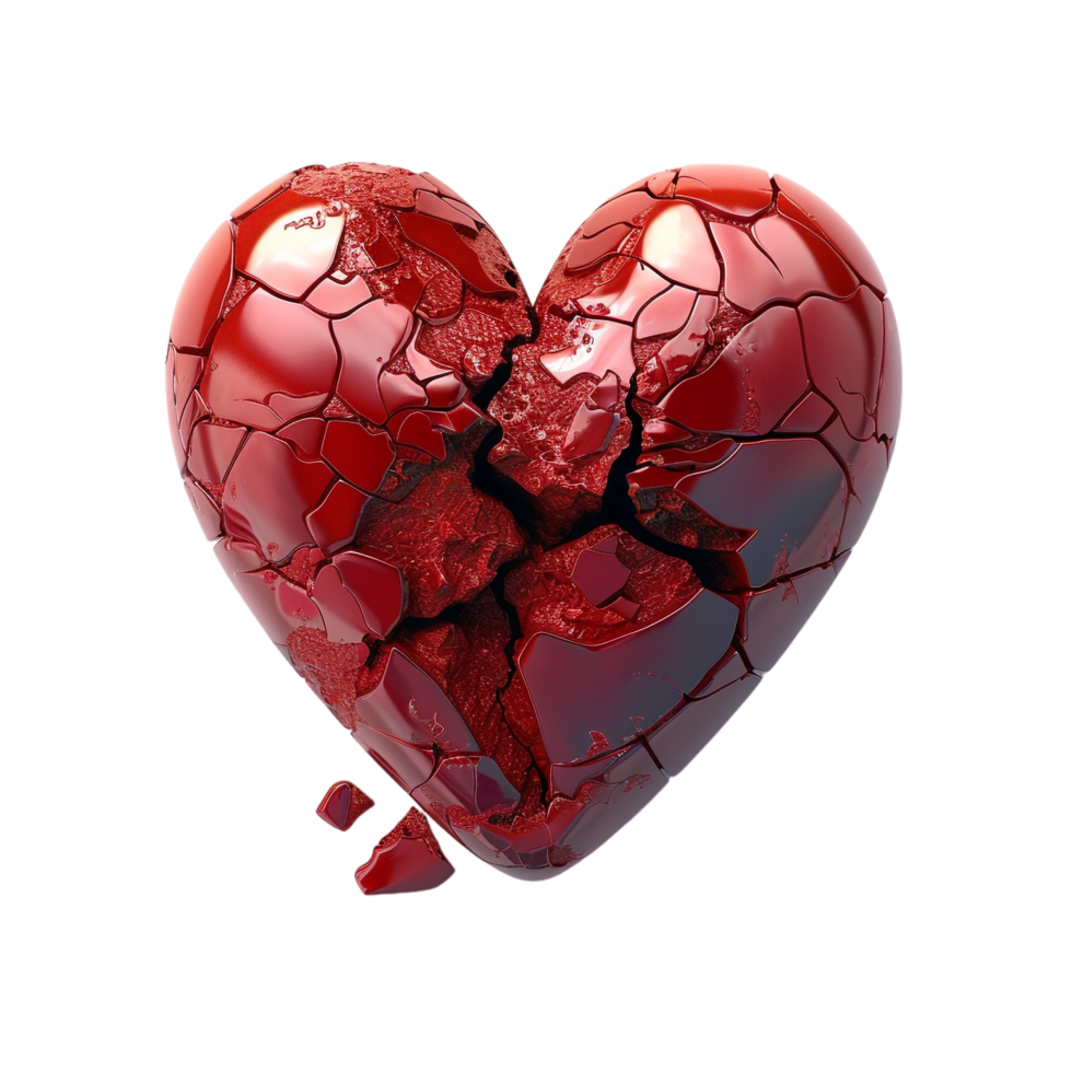 3D heart break icon alone on transparent background png