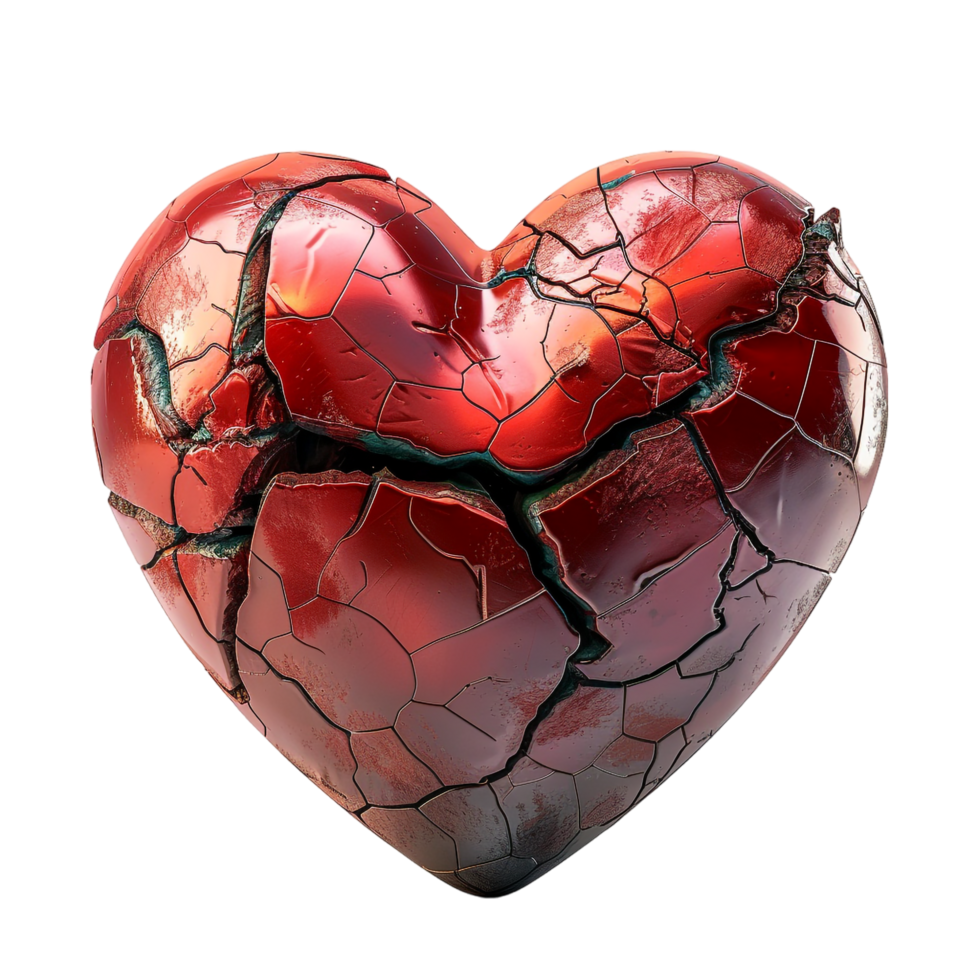 3D heart break icon alone on transparent background png