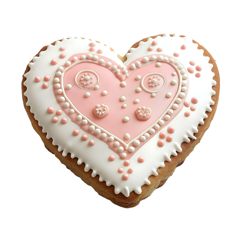 Dotted patterned royal icing heart shaped against transparent background png