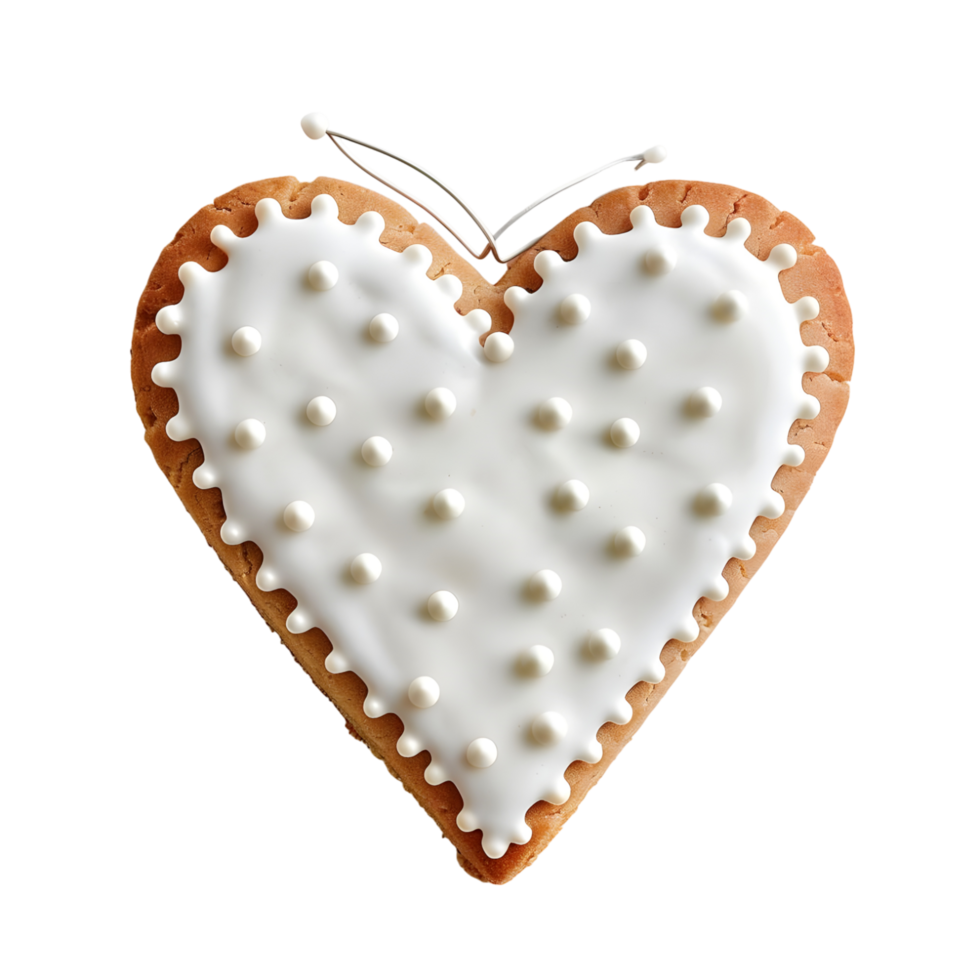 Dotted patterned royal icing heart shaped against transparent background png