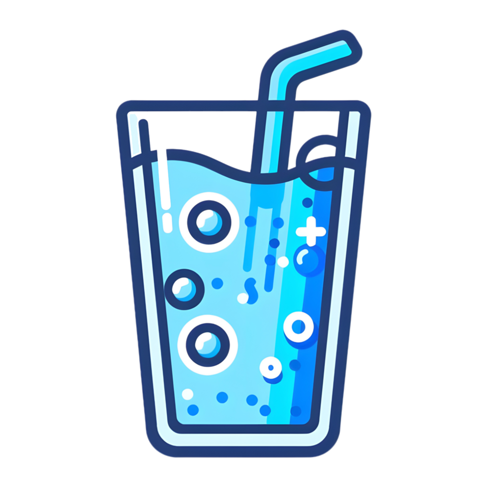 fizzy water colored flat icon against transparent background png