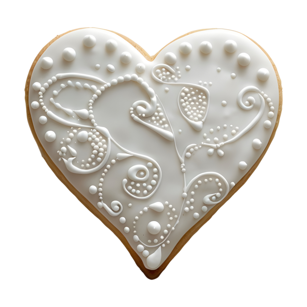 Dotted patterned royal icing heart shaped against transparent background png