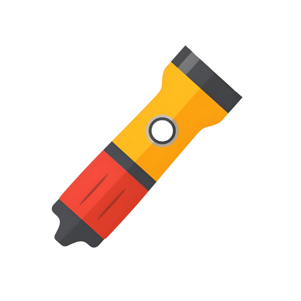 flashlight colored flat icon against transparent background png