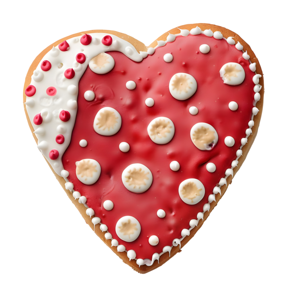 Dotted patterned royal icing heart shaped against transparent background png