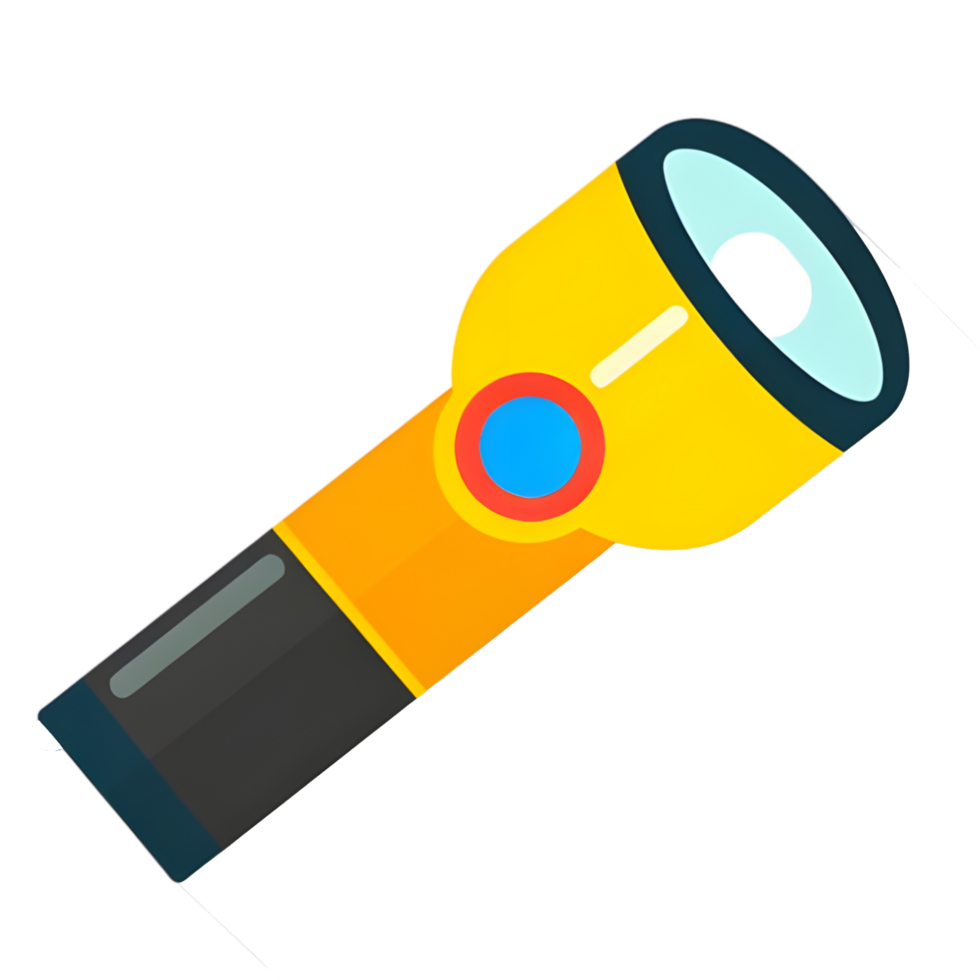 flashlight colored flat icon against transparent background png