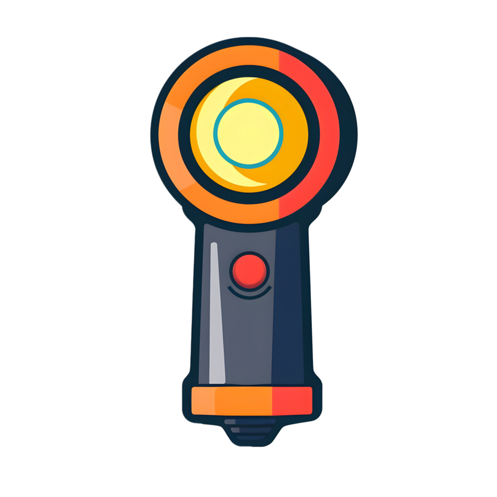 flashlight colored flat icon against transparent background png