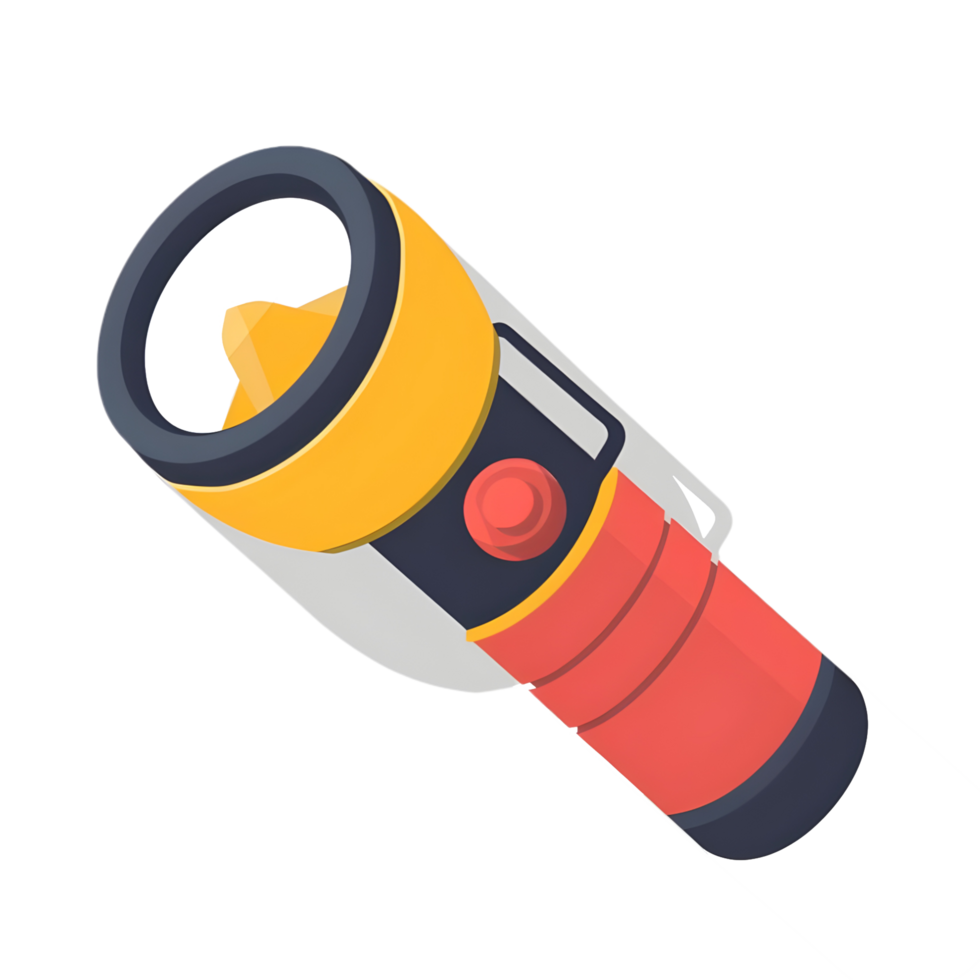 flashlight colored flat icon against transparent background png