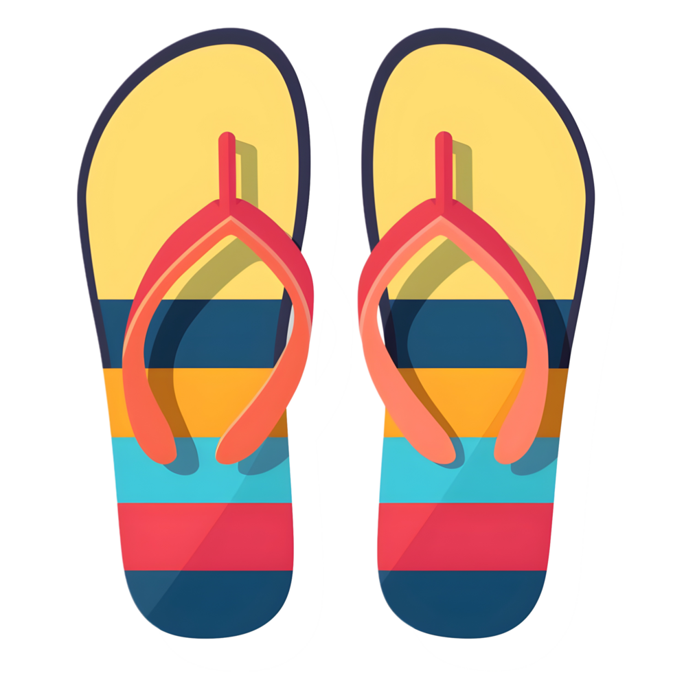 Flip flops colored flat icon against transparent background png