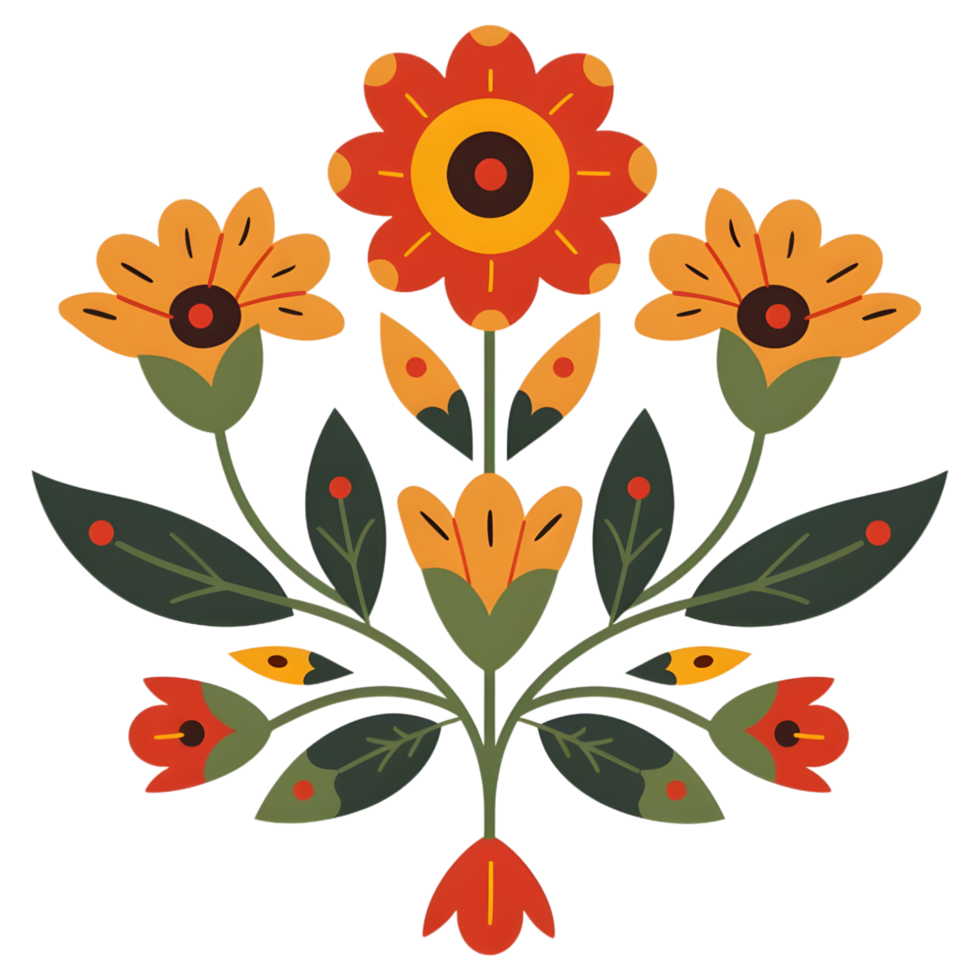 Floral design colored flat icon against transparent background png