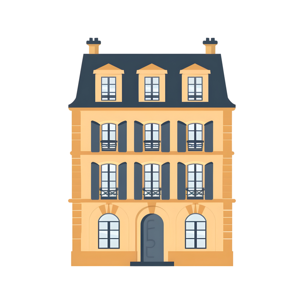 French architecture icon against transparent background Generated by Ai png