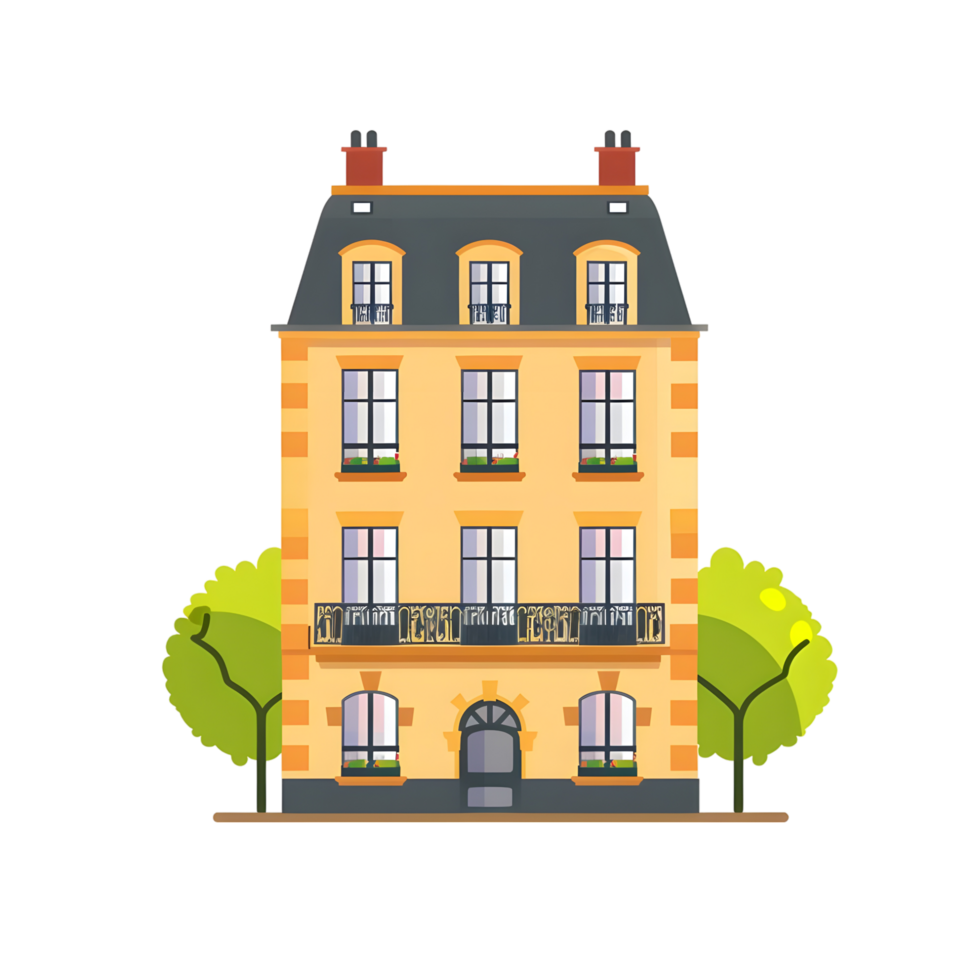 French architecture icon against transparent background Generated by Ai png