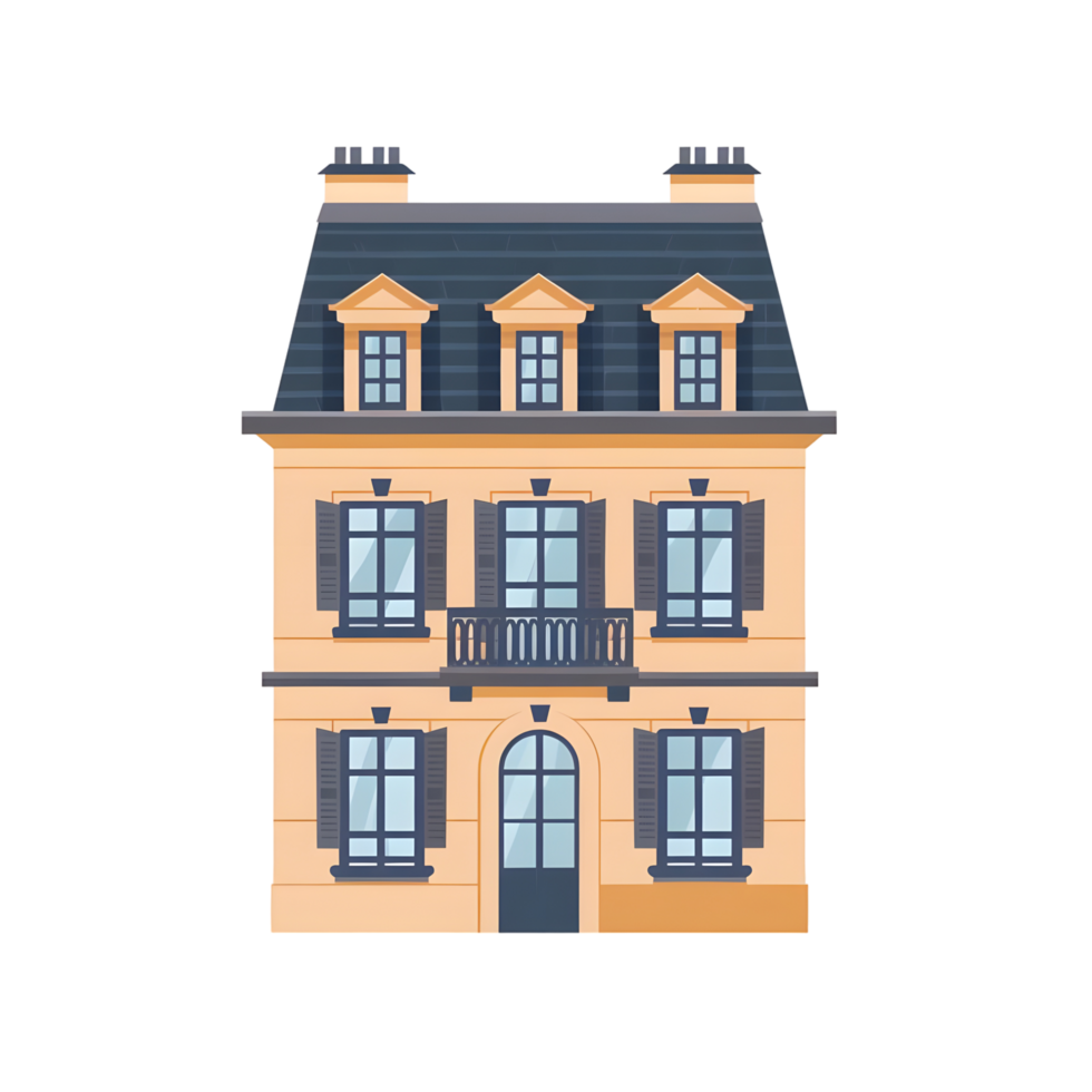 French architecture icon against transparent background Generated by Ai png